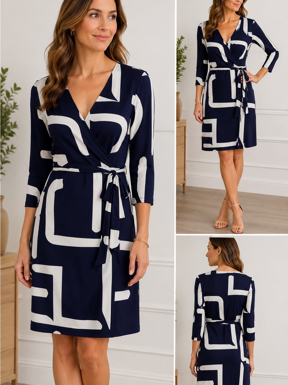 INC International Concepts Geometric Wrap Dress – XL